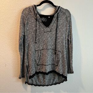 Women’s Panhandle black patterned knit hooded pullover sweater size medium M